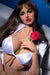 Stunning brunette sex doll with orgasm face